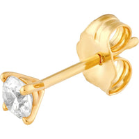 Olas d'Oro - 14K Yellow Gold 3mm Round Diamond 4-Prong Stud Earrings - 0.22 Carat Total Diamond Weight