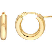 Olas d'Oro - 14K Yellow Gold 3mm Round Hoop Hidden Clasp Earrings - 1.20 Grams Total Weight