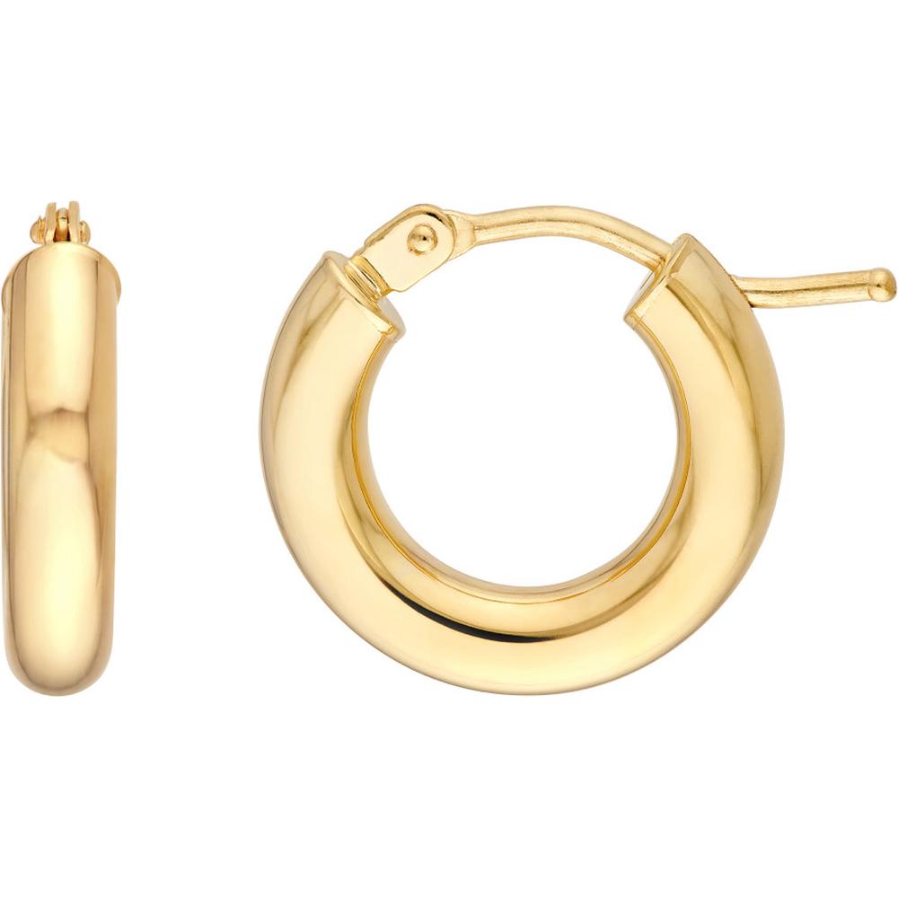 Olas d'Oro - 14K Yellow Gold 3mm Round Hoop Hidden Clasp Earrings - 1.20 Grams Total Weight