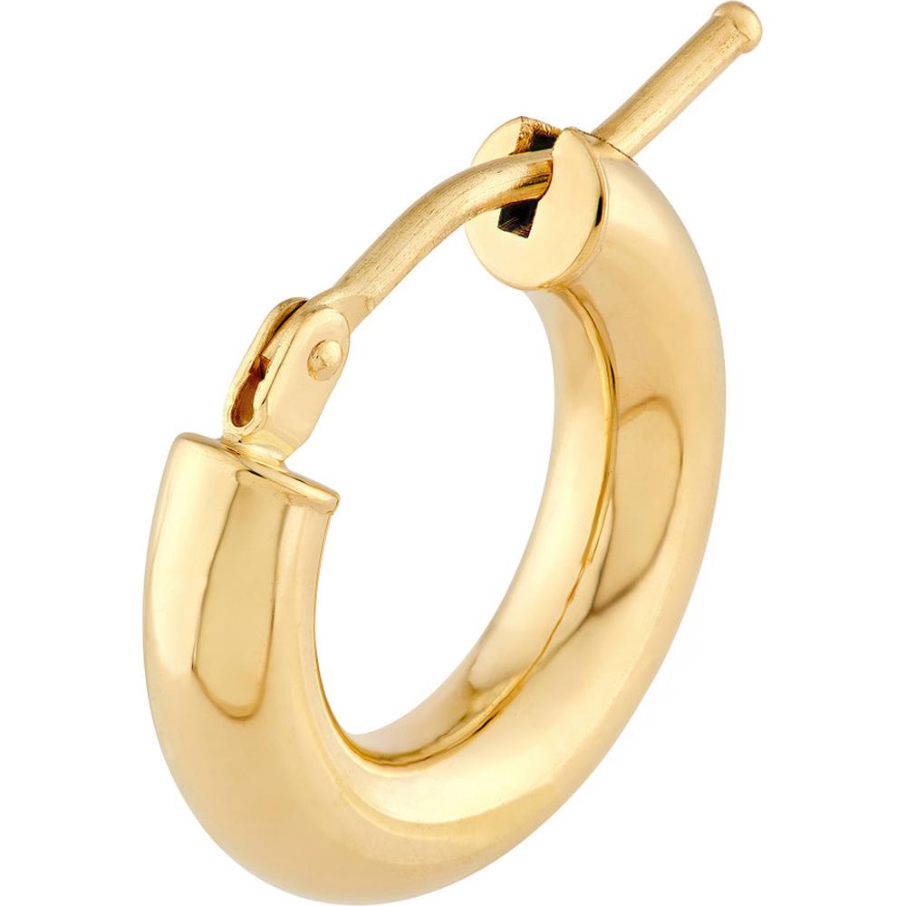 Olas d'Oro - 14K Yellow Gold 3mm Round Hoop Hidden Clasp Earrings - 1.20 Grams Total Weight