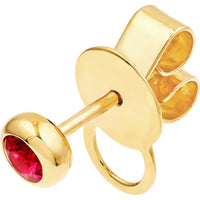Olas d'Oro - 14K Yellow Gold 3mm Round Ruby Stud Earrings - 0.30 Carat Total Ruby Weight