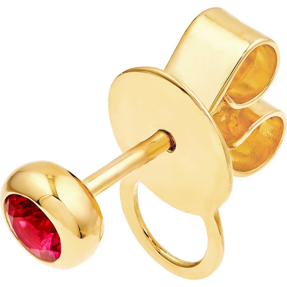 Olas d'Oro - 14K Yellow Gold 3mm Round Ruby Stud Earrings - 0.30 Carat Total Ruby Weight