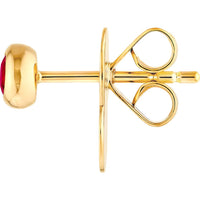 Olas d'Oro - 14K Yellow Gold 3mm Round Ruby Stud Earrings - 0.30 Carat Total Ruby Weight