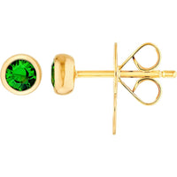 Olas d'Oro - 14K Yellow Gold 3mm Round Tsavorite Stud Earrings - 0.26 Carat Total Gem Weight