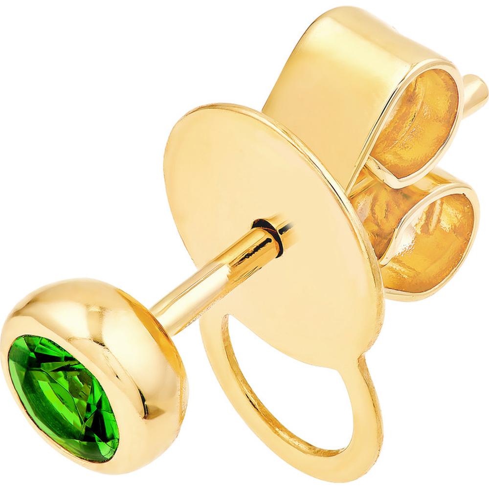 Olas d'Oro - 14K Yellow Gold 3mm Round Tsavorite Stud Earrings - 0.26 Carat Total Gem Weight