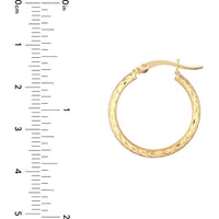 Olas d'Oro - 14K Yellow Gold 3mm x 20mm Diamond-Cut Hoop Earrings Elegant Radiance in Classic Yellow Gold