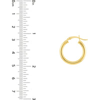 Olas d'Oro - 14K Yellow Gold 3mm x 20mm Polished Hoop Earrings - Elegant Classic Style