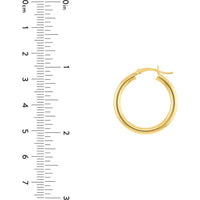 Olas d'Oro - 14K Yellow Gold 3mm x 25mm Polished Hoop Earrings with Hinge Clasp