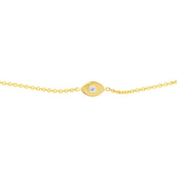 Olas d'Oro - 14K Yellow Gold 3pt Diamond Evil Eye Bolo Bracelet - 0.03 Carat Diamond