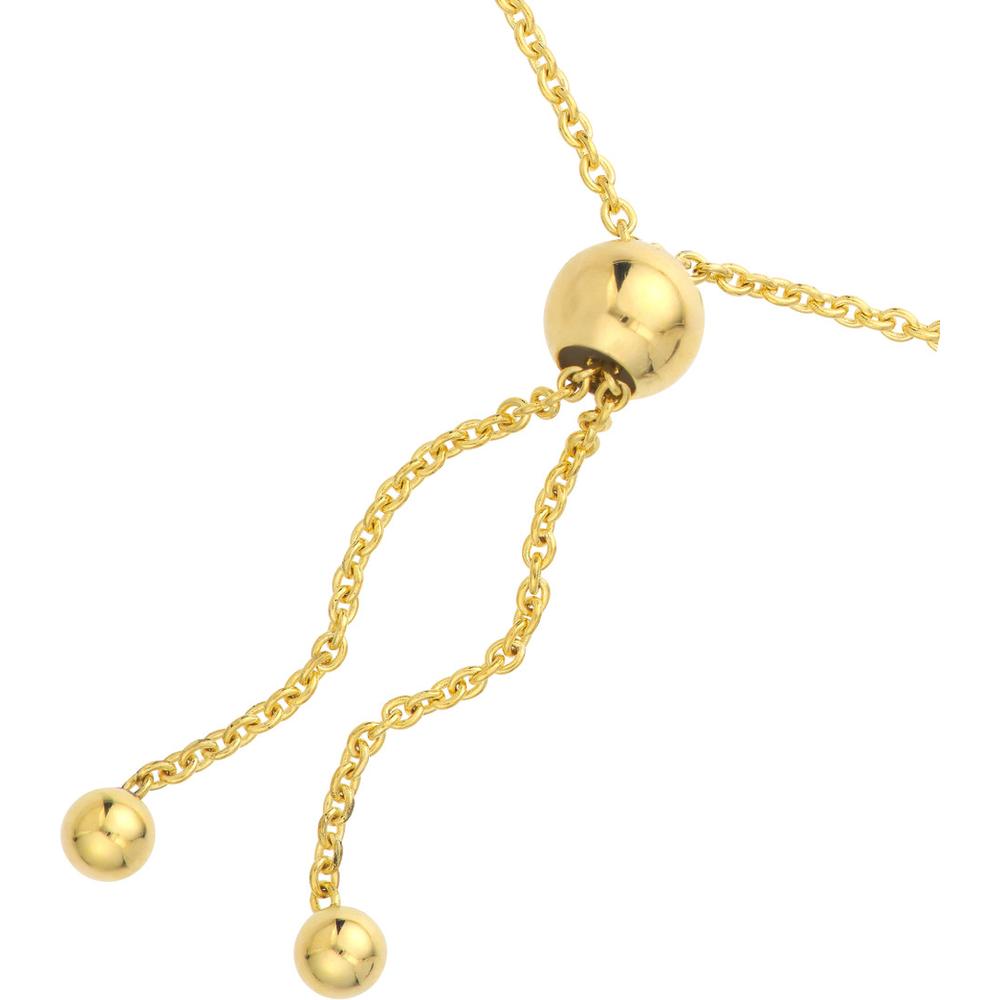 Olas d'Oro - 14K Yellow Gold 3pt Diamond Evil Eye Bolo Bracelet - 0.03 Carat Diamond