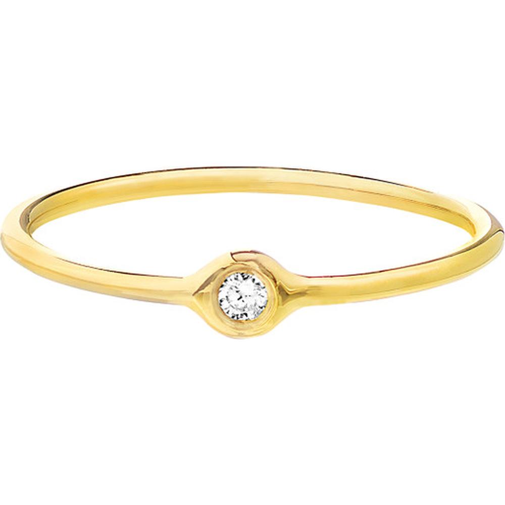 Olas d'Oro - 14K Yellow Gold 3pt Round Diamond Bezel Ring - 0.03 Carat Total Diamond Weight