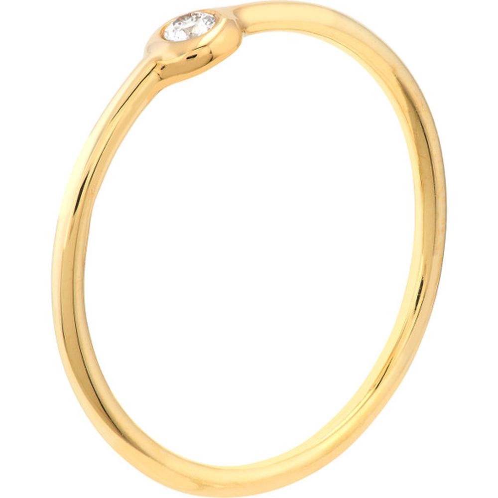 Olas d'Oro - 14K Yellow Gold 3pt Round Diamond Bezel Ring - 0.03 Carat Total Diamond Weight
