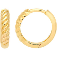 Olas d'Oro - 14K Yellow Gold 3x13mm Twisted Hinge Hoop Earrings
