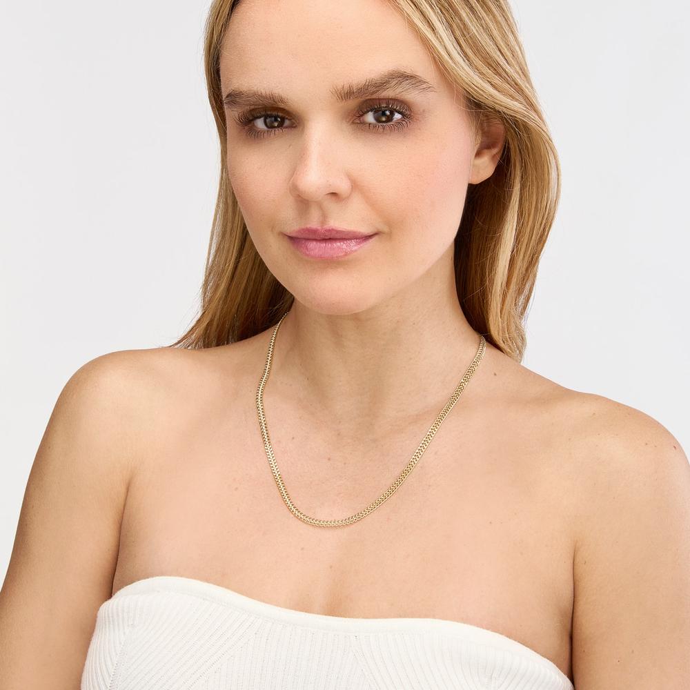Olas d'Oro - 14K Yellow Gold 4.3mm Diamond-Cut Curb Bismarck Chain 10'' Choker Necklace