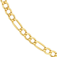 Olas d'Oro - 14K Yellow Gold 4.40mm Hollow Diamond-Cut Figaro Chain Bracelet - 7'' Length