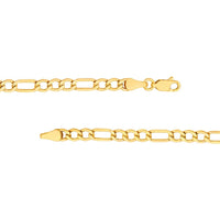 Olas d'Oro - 14K Yellow Gold 4.40mm Hollow Diamond-Cut Figaro Chain Necklace - 18" Length