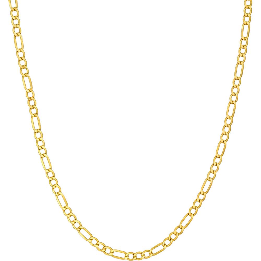 Olas d'Oro - 14K Yellow Gold 4.40mm Hollow Diamond-Cut Figaro Chain Necklace - 22'' Length