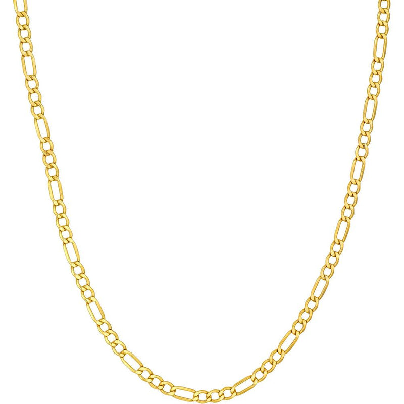 Olas d'Oro - 14K Yellow Gold 4.40mm Hollow Diamond-Cut Figaro Chain Necklace - 22'' Length