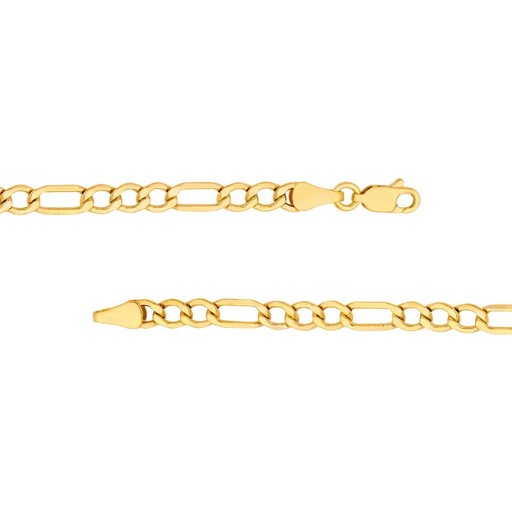 Olas d'Oro - 14K Yellow Gold 4.40mm Hollow Diamond-Cut Figaro Chain Necklace - 22'' Length