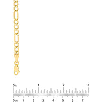 Olas d'Oro - 14K Yellow Gold 4.40mm Hollow Diamond-Cut Figaro Chain Necklace - 24" Length