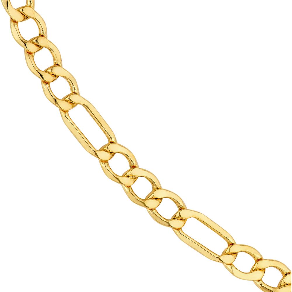 Olas d'Oro - 14K Yellow Gold 4.40mm Hollow Diamond-Cut Figaro Chain Necklace - 6.03g