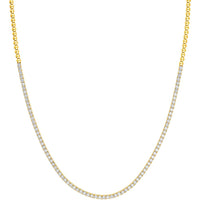Olas d'Oro - 14K Yellow Gold 4-5/8 Total Carat Weight Diamond Halfway Tennis Necklace