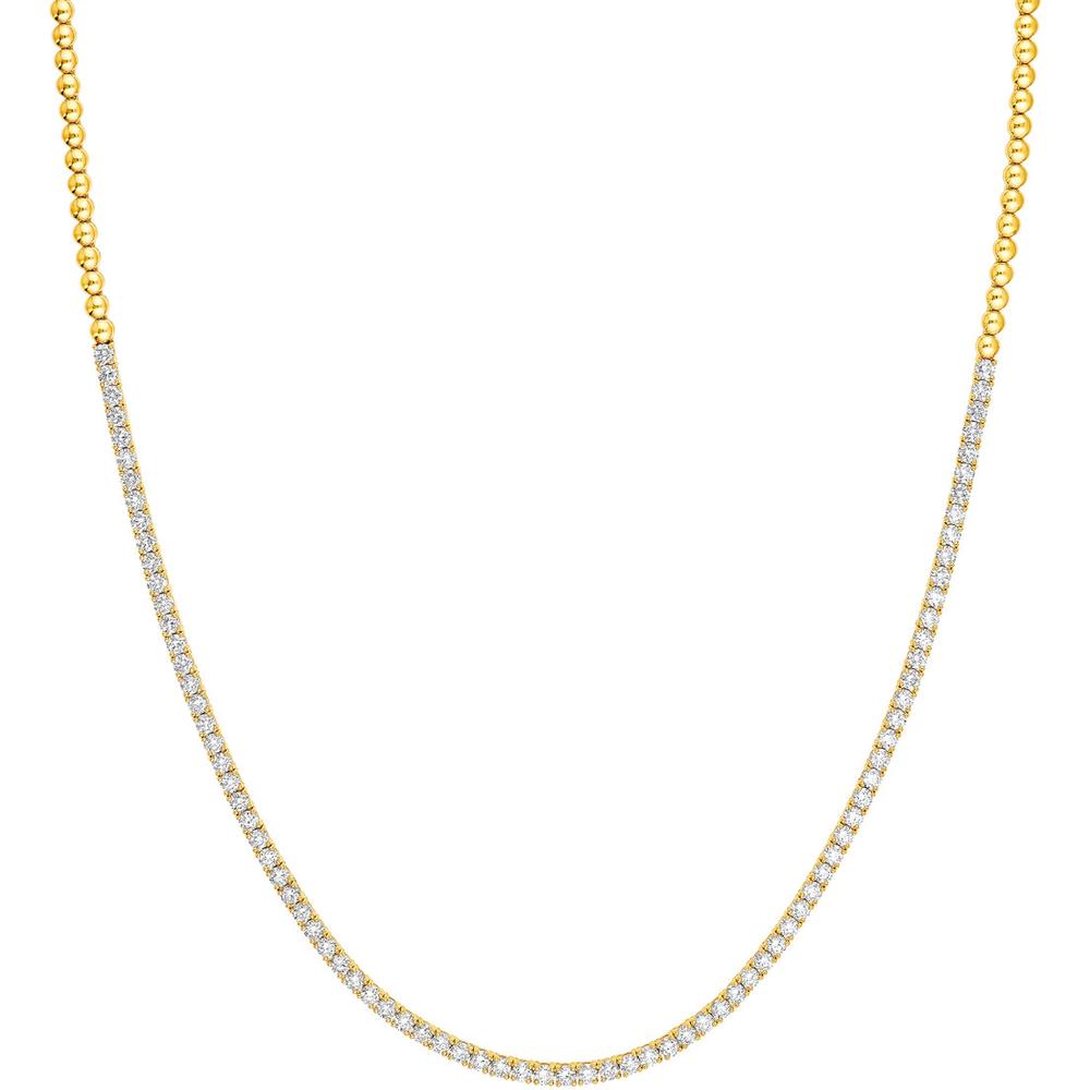 Olas d'Oro - 14K Yellow Gold 4-5/8 Total Carat Weight Diamond Halfway Tennis Necklace