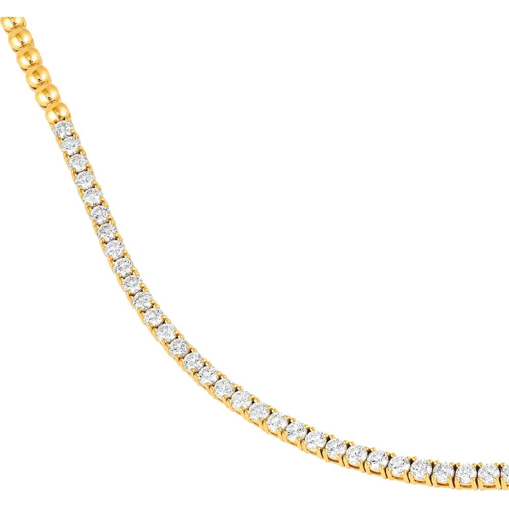 Olas d'Oro - 14K Yellow Gold 4-5/8 Total Carat Weight Diamond Halfway Tennis Necklace