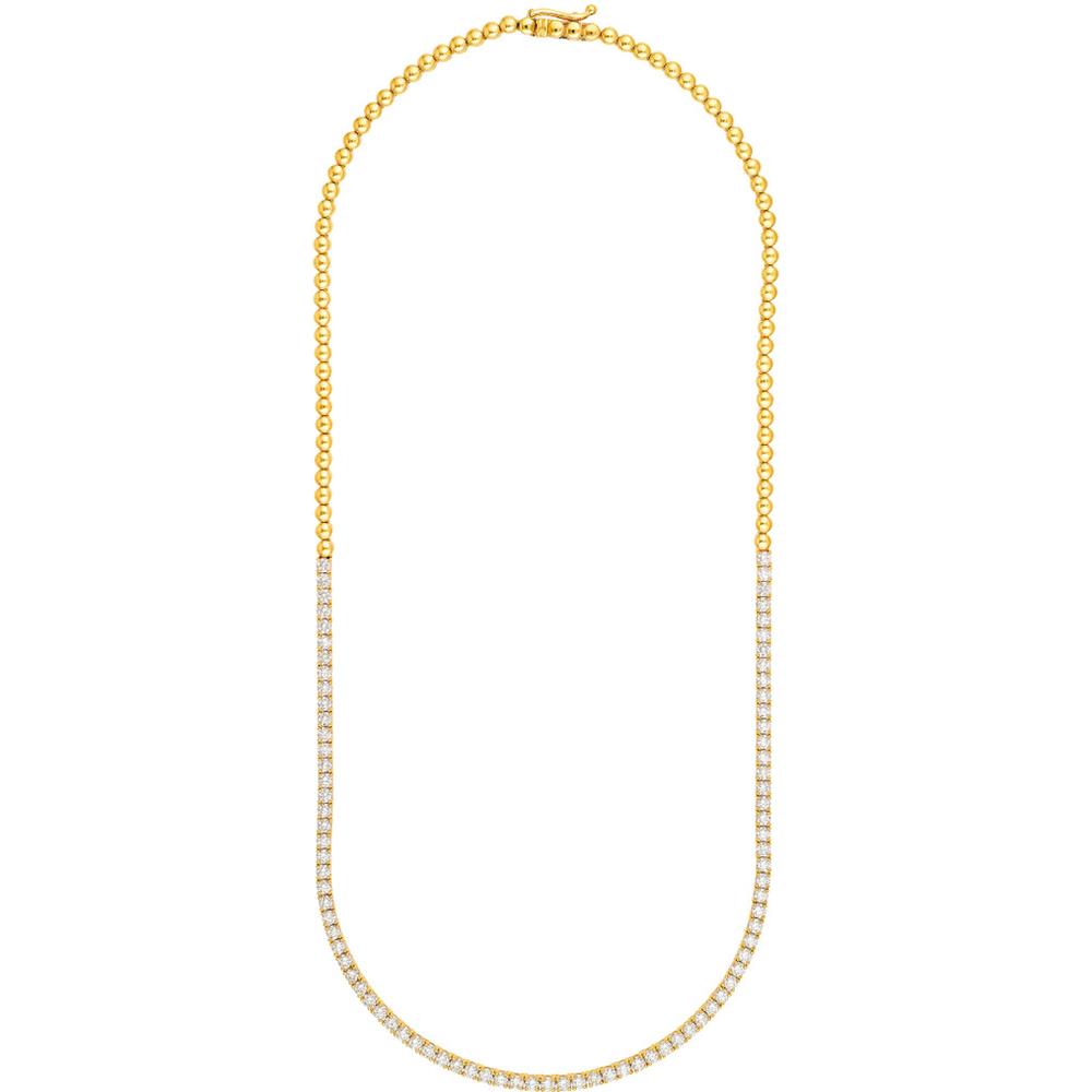 Olas d'Oro - 14K Yellow Gold 4-5/8 Total Carat Weight Diamond Halfway Tennis Necklace