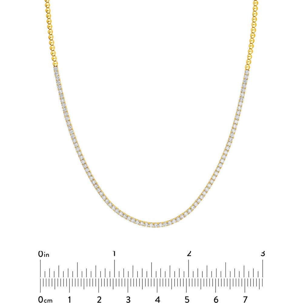 Olas d'Oro - 14K Yellow Gold 4-5/8 Total Carat Weight Diamond Halfway Tennis Necklace