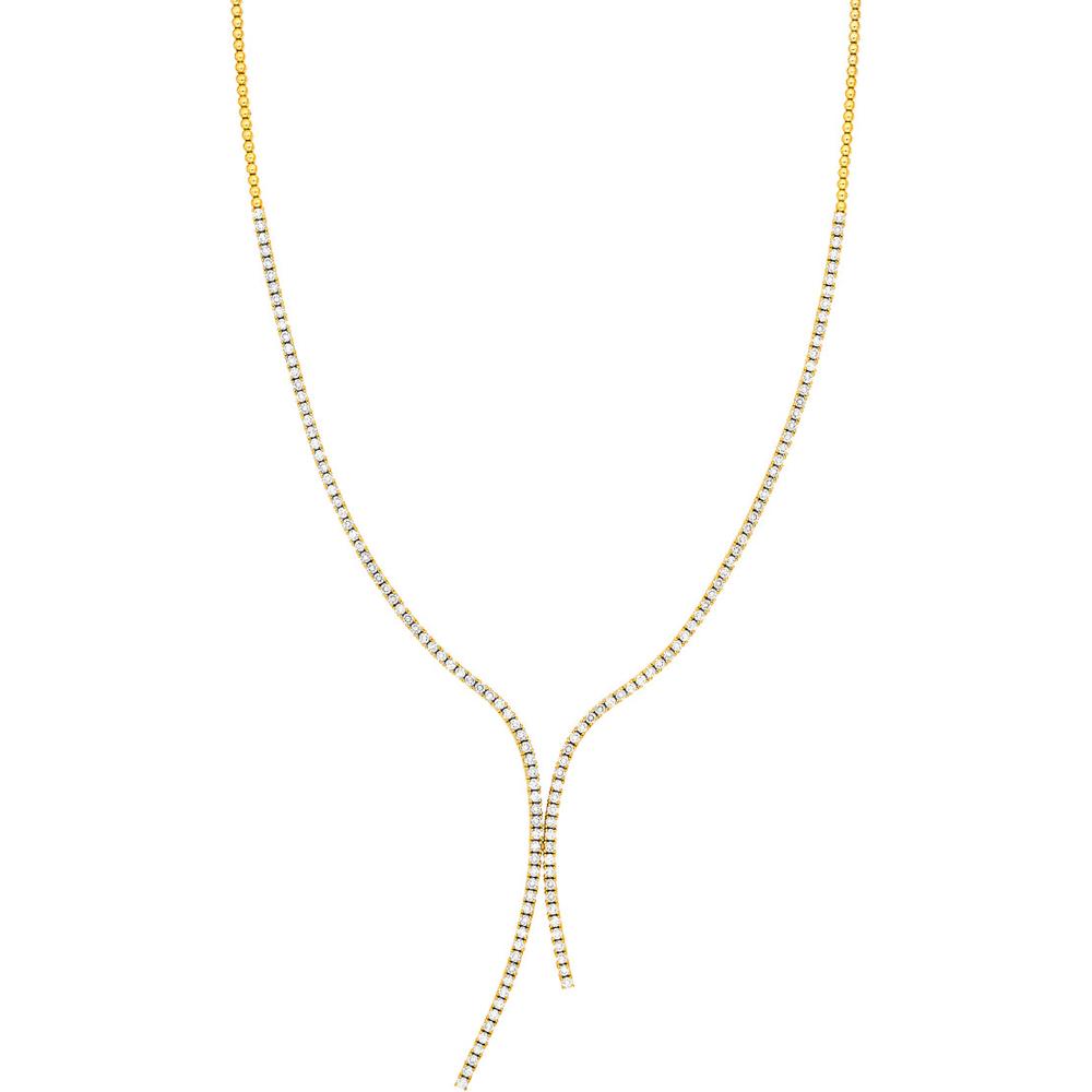 Olas d'Oro - 14K Yellow Gold 4-7/8 Carat Diamond Lariat Necklace with Box Lock Closure