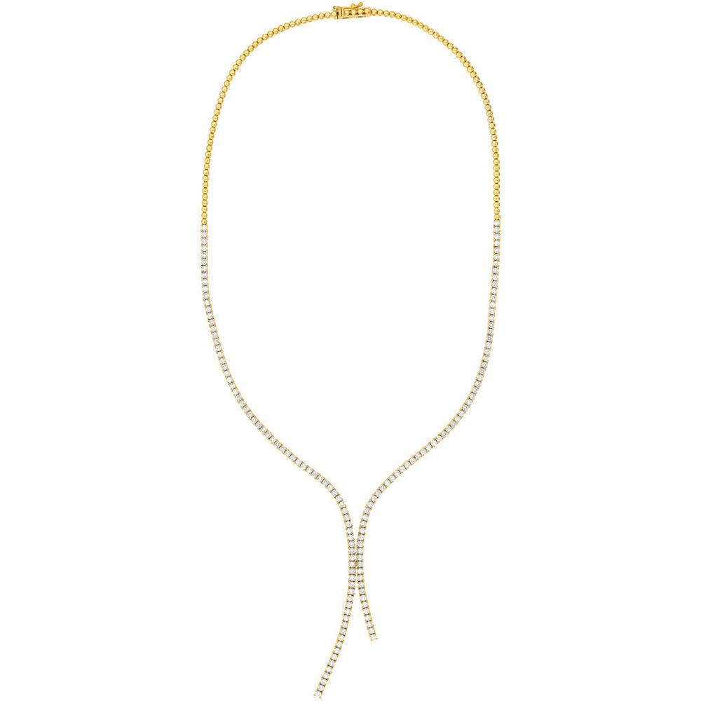 Olas d'Oro - 14K Yellow Gold 4-7/8 Carat Diamond Lariat Necklace with Box Lock Closure