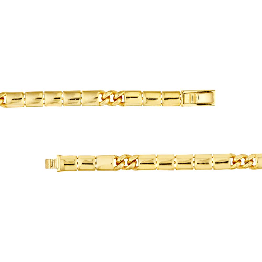 Olas d'Oro - 14K Yellow Gold 4.70mm Hollow Round Box Lock Chain Bracelet  8'' Length