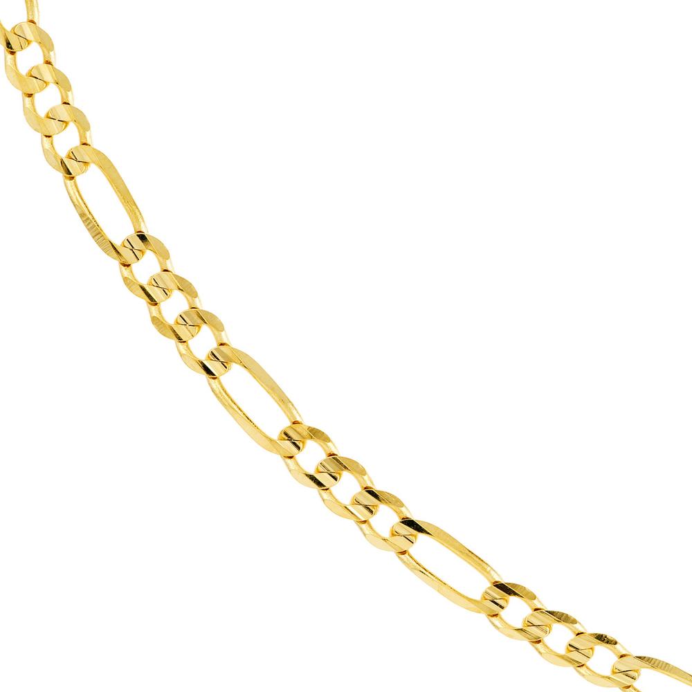Olas d'Oro - 14K Yellow Gold 4.75mm Concave Figaro Chain Bracelet with Lobster Lock - 8'' Length, 6.45 grams