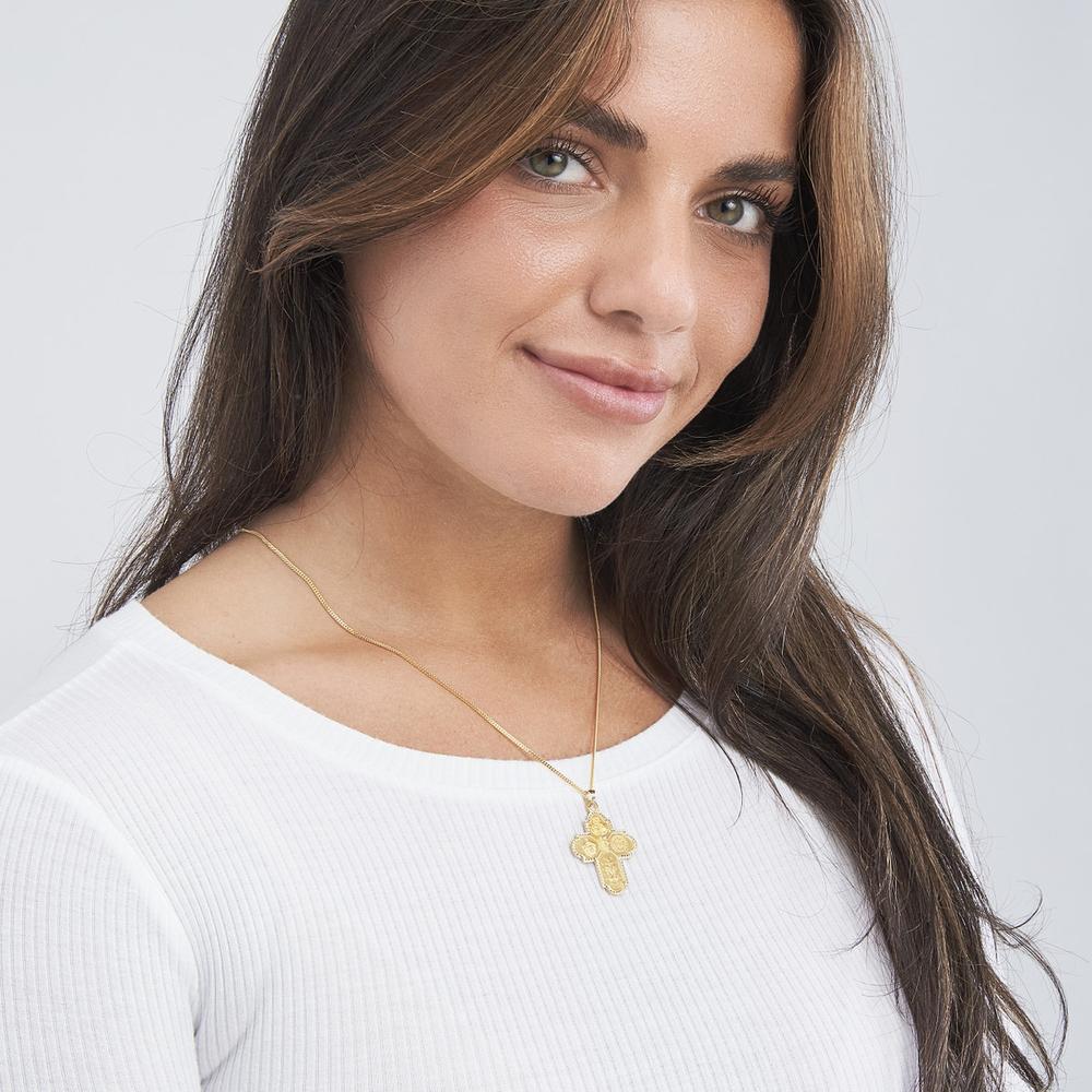 Olas d'Oro - 14K Yellow Gold 4-Way Double Sided Medal Cross