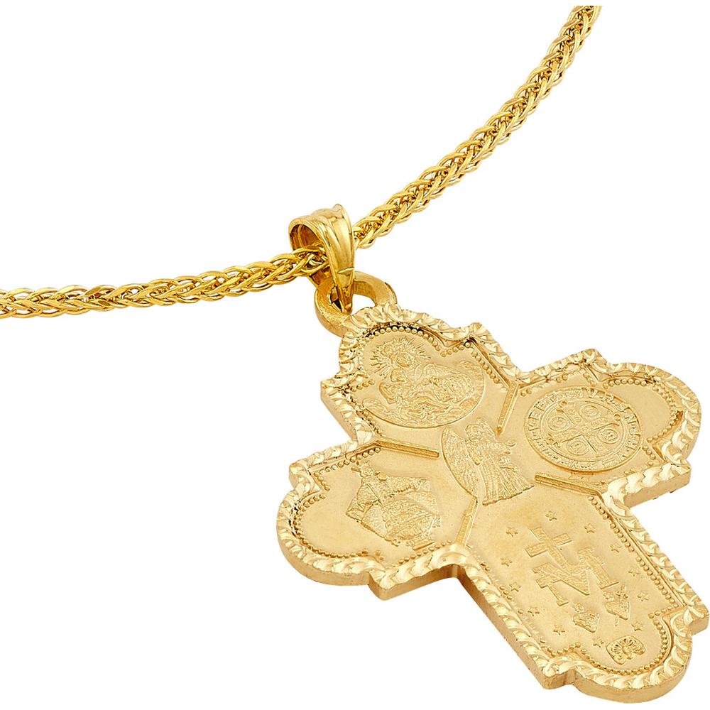 Olas d'Oro - 14K Yellow Gold 4-Way Double Sided Medal Cross