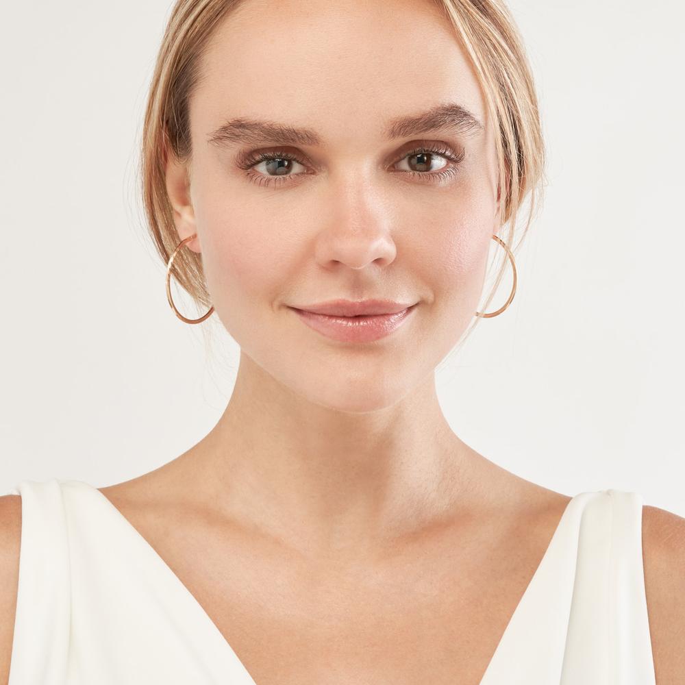 Olas d'Oro - 14K Yellow Gold 40mm Diamond-Cut Florentine Hoop Earrings
