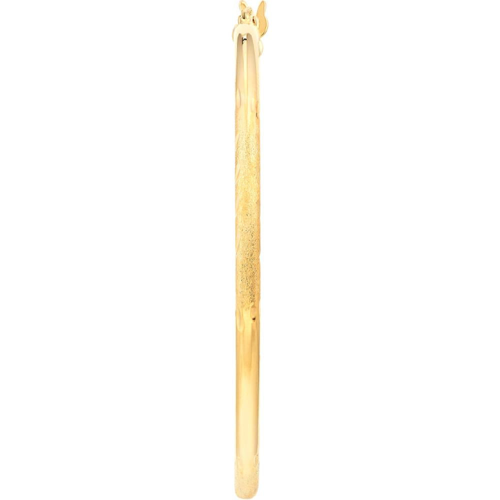 Olas d'Oro - 14K Yellow Gold 40mm Diamond-Cut Florentine Hoop Earrings