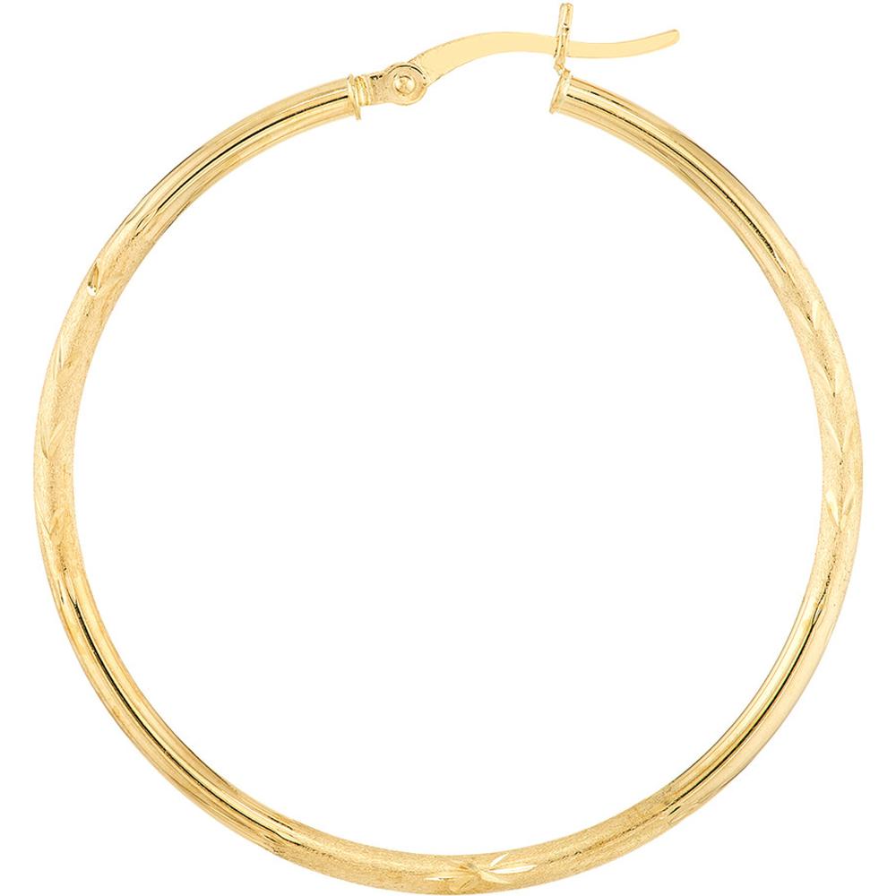 Olas d'Oro - 14K Yellow Gold 40mm Diamond-Cut Florentine Hoop Earrings