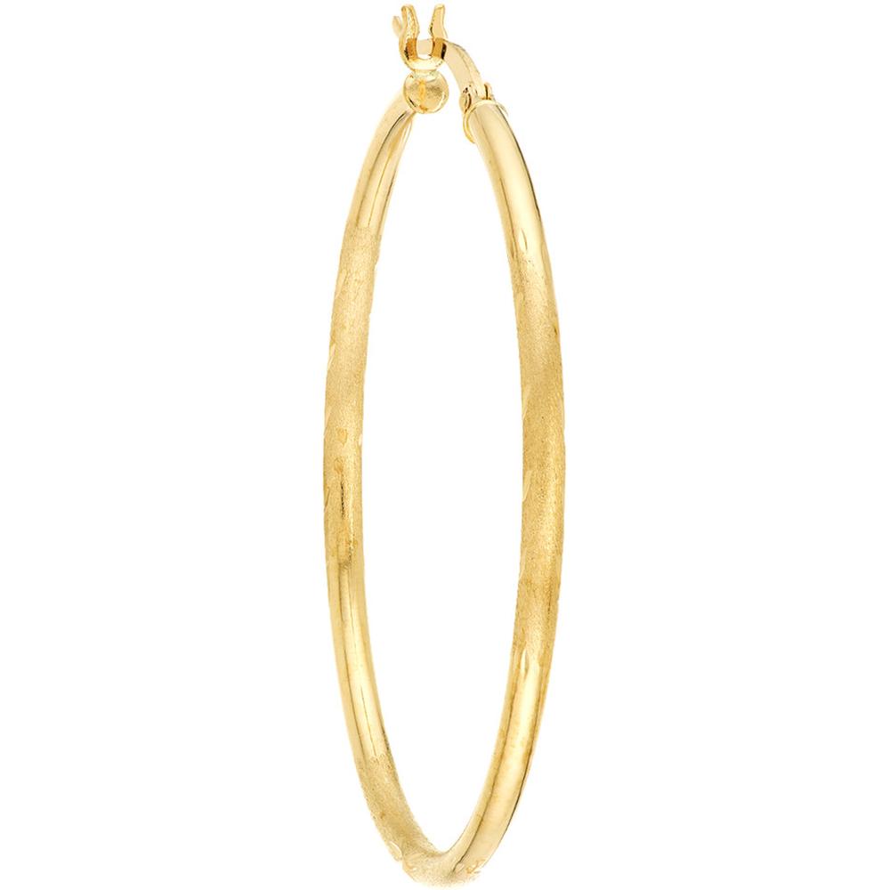 Olas d'Oro - 14K Yellow Gold 40mm Diamond-Cut Florentine Hoop Earrings
