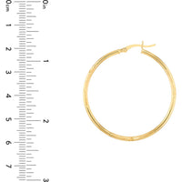 Olas d'Oro - 14K Yellow Gold 40mm Diamond-Cut Florentine Hoop Earrings