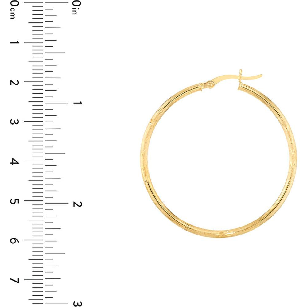 Olas d'Oro - 14K Yellow Gold 40mm Diamond-Cut Florentine Hoop Earrings