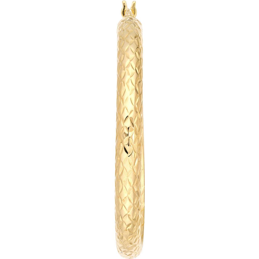 Olas d'Oro - 14K Yellow Gold 40mm Diamond-Cut Hoop Earrings with Hinge Closure - 4.30g