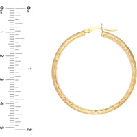 Olas d'Oro - 14K Yellow Gold 40mm Diamond-Cut Hoop Earrings with Hinge Closure - 4.30g