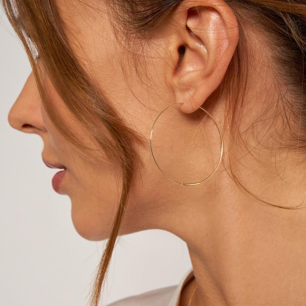 Olas d'Oro - 14K Yellow Gold 40mm Endless Wire Hoop Earrings with Camouflaged Clasp