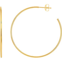 Olas d'Oro - 14K Yellow Gold 40mm Hoop Post Earrings - 2.48g Total Weight