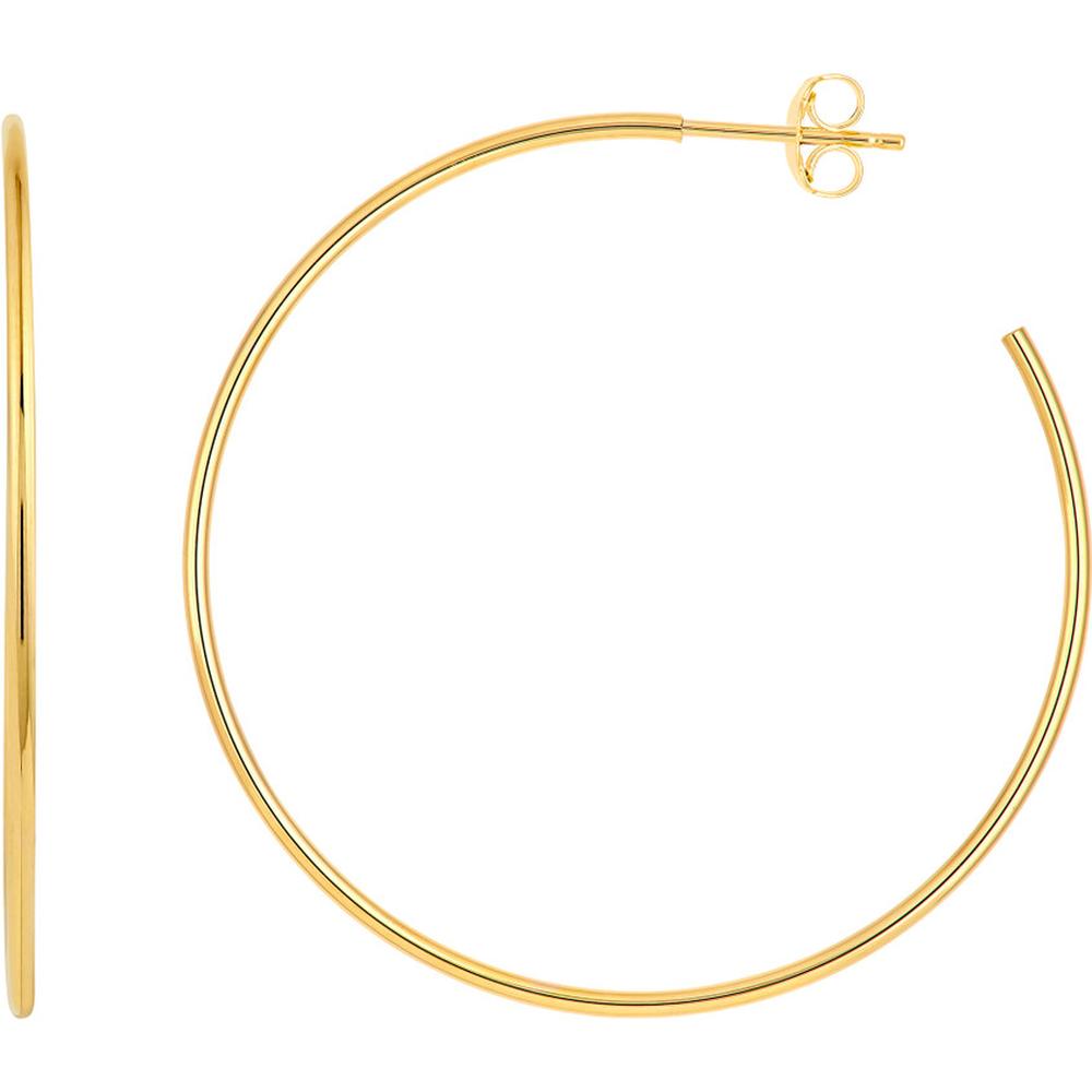 Olas d'Oro - 14K Yellow Gold 40mm Hoop Post Earrings - 2.48g Total Weight