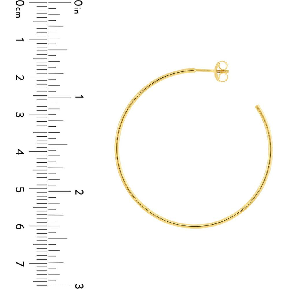 Olas d'Oro - 14K Yellow Gold 40mm Hoop Post Earrings - 2.48g Total Weight