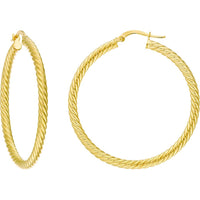 Olas d'Oro - 14K Yellow Gold 40mm Rope Twist Hoop Earrings - Lightweight Luxury