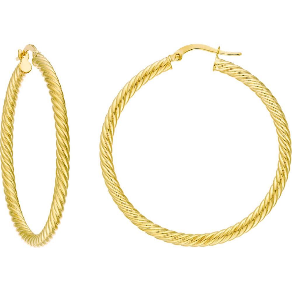 Olas d'Oro - 14K Yellow Gold 40mm Rope Twist Hoop Earrings - Lightweight Luxury